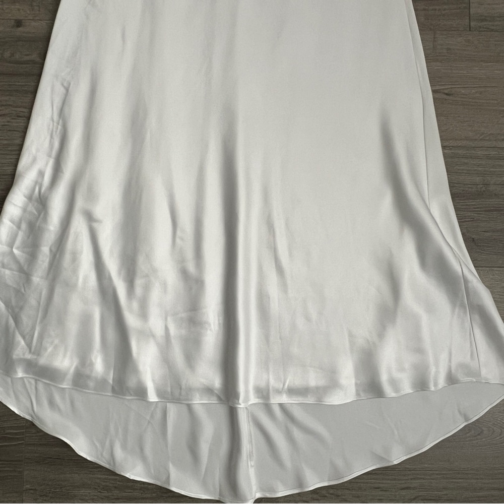 Lulus Gorgeous Vow Satin Mermaid Wedding Dress Medium White Cowl Mock Neck Retro - Picture 7 of 11